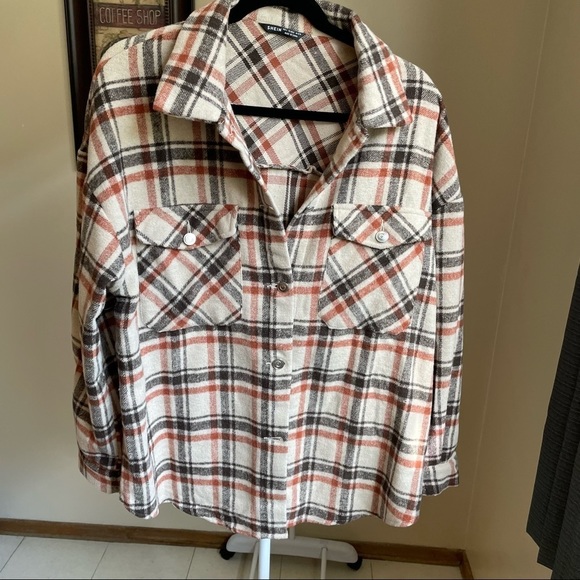 shein flat pocket plaid coat - Picture 3 of 7